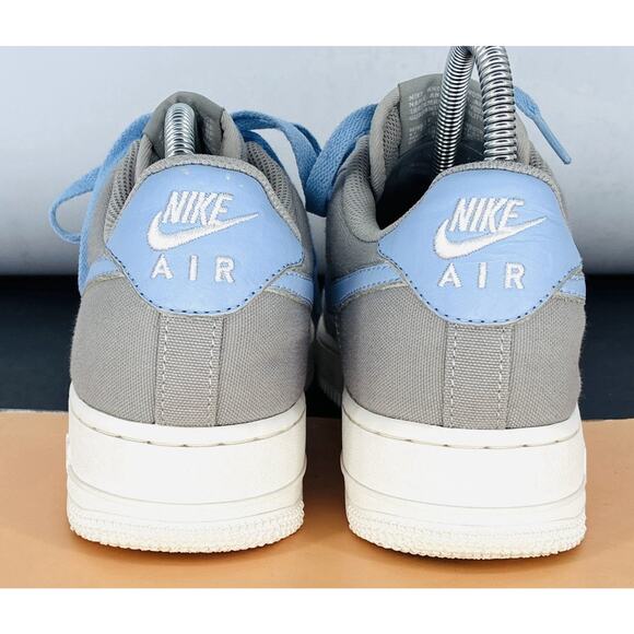 Wmns Nike Air Force 1 Blue Gray Sz 9.5 Canvas Toe Box Platform Lt Blue Swoosh - Picture 3 of 8